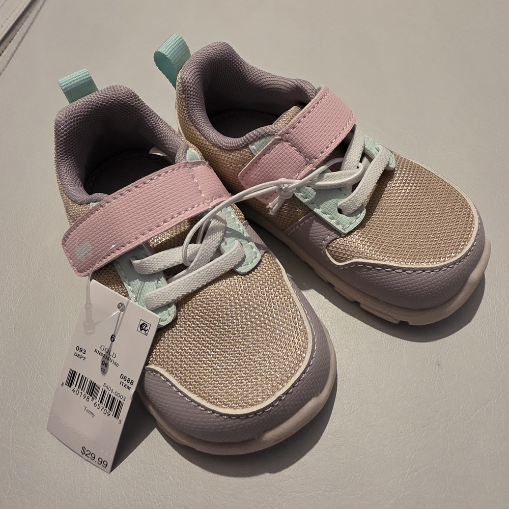 NWT See Kai Run Basics Toddler Tenny Sneakers - Gold - Size 6 - Picture 9 of 10